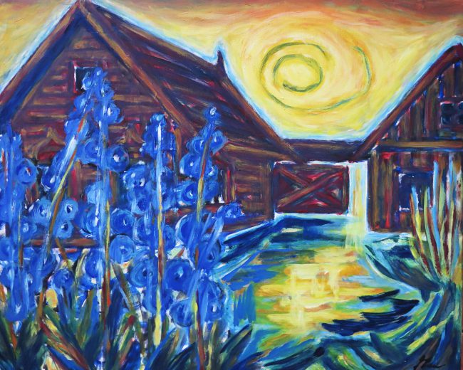 Alexandrowka am Abend, Öl auf Leinwand, 65 x 80 cm