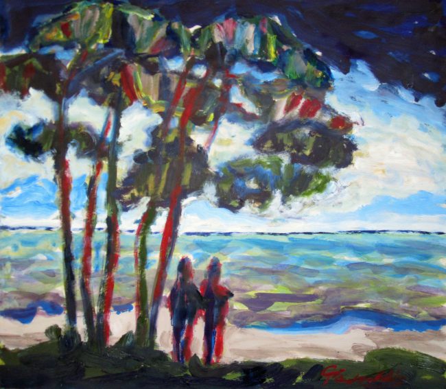 Beschattete Bucht, Öl auf Papier, 2010, 50×60