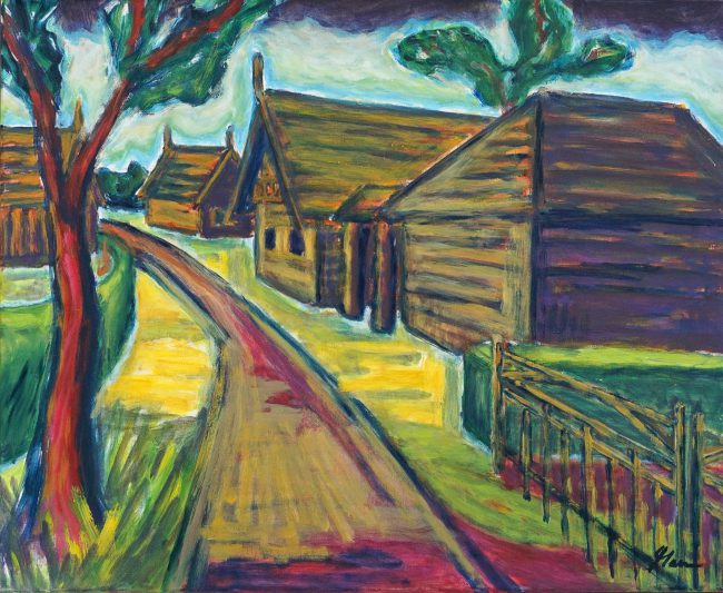 Im Dorf (Alexandrowka), Öl auf Leinwand 2015, 65 x 80 cm (2)