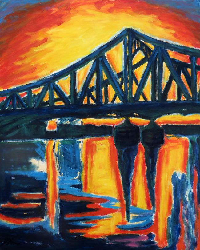 Komposition aus Stahl und Licht (Bridge of spies), Öl auf Leinwand, 2015, 85 x 105 cm