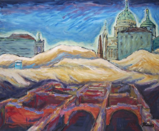 Potsdamer Bedürfnisse – Kopf an Kopf, Öl auf Leinwand, 2012, 90 x 110 cm (Ute Manoloudakis)