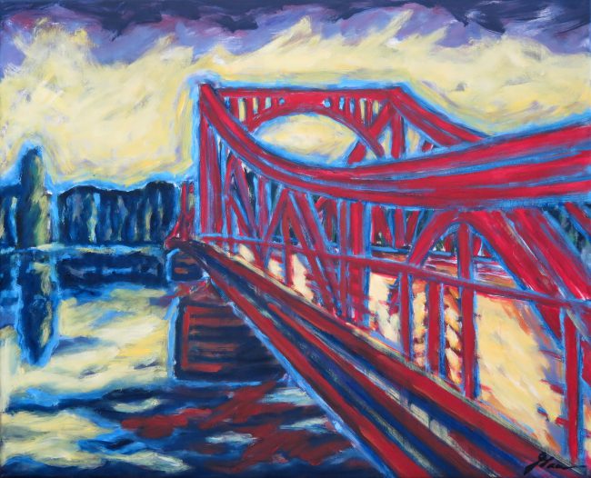 Rote Brücke, Öl auf Leinwand, 2019, 65 x 80 cm