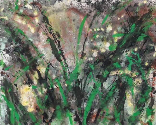 Tendenz grün Mischtechnik auf Nessel 2021 90x110cm low