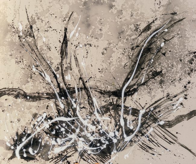 Vegetativ Mischtechnik auf Nessel 2020 100x120cm low