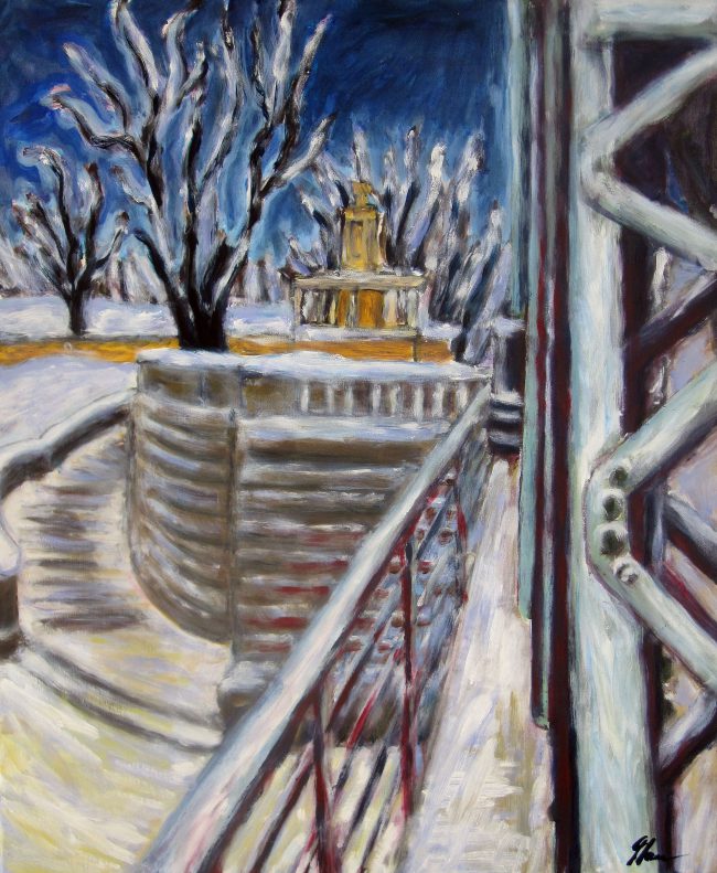 Verschneite Neugierde, Öl auf Leinwand, 2013, 85 x 70 cm