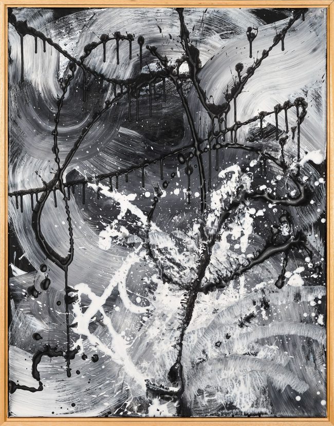 Fluid energy, Acryl und Regenwasser auf Leinwand, 2021, 90×70 cm