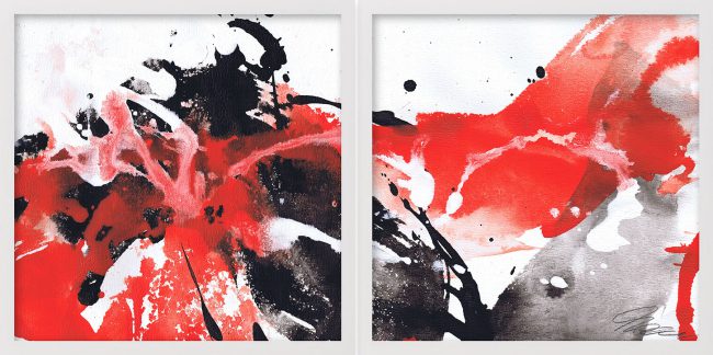 Ta panta rhei 2, Gouache, Acryl und Regenwassser auf Papier, 2023, 30×60 cm