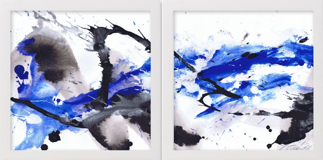 Ta panta rhei, Gouache, Acryl und Regenwassser auf Papier, 2021, 30x60cm