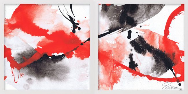 Ta panta rhei, Gouache, Acryl und Regenwassser auf Papier, 2023, 30×60 cm