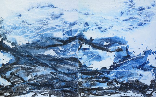 Genesis, Acryl auf Leinwand, Diptychon, 2023, Gesamt 90 x 140 cm